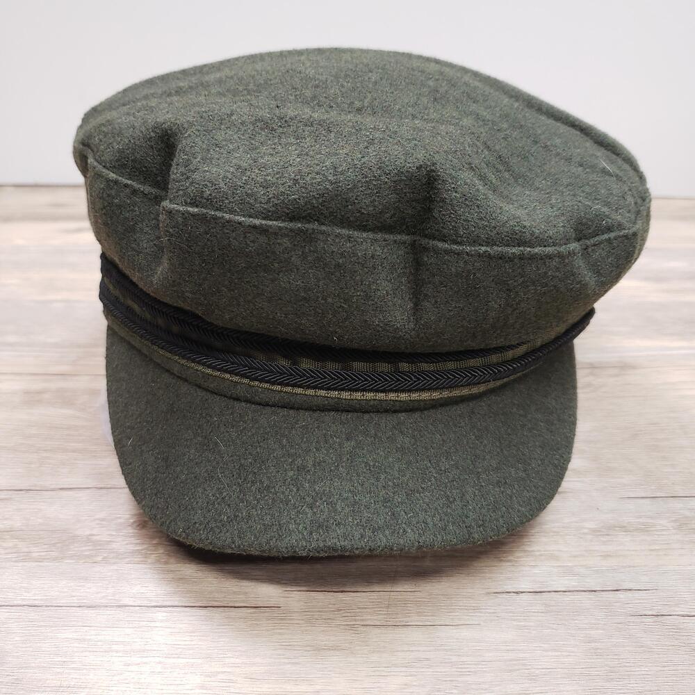 Vince Camuto Hat Cap Fitted Womens One Size Green Felt Peaked Fisherman Newsboy